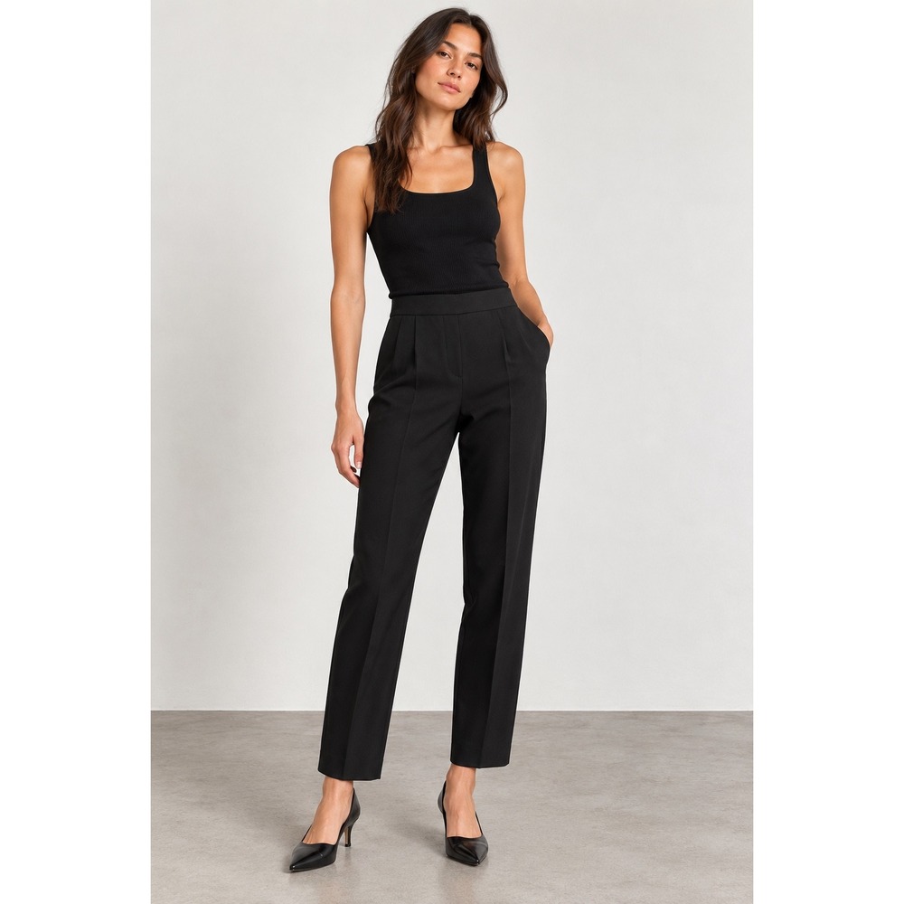Babaton Cohen High Waisted Pleated Tapered Ankle Dress Pants Black Size 0